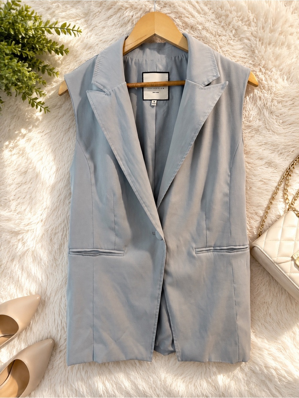 bagatelle Sleeveless Blazer Vest in Light Blue Medium